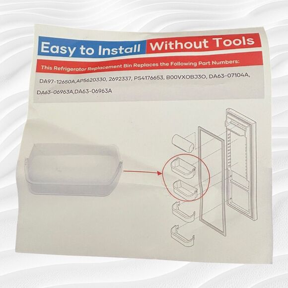 DA97-12650A Upgrade Door Shelf Bin ( Right) Compatible with SAMSUNG Refrigerator - Picture 3 of 7